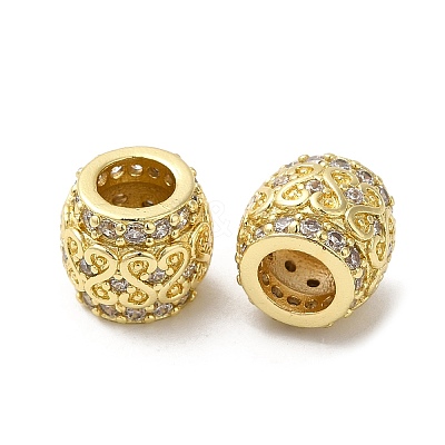 Rack Plating Brass Micro Pave Cubic Zirconia European Beads KK-K377-11G-1