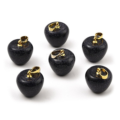Synthetic Blue Goldstone Teacher Apple Charms G-Z022-02G-G-1