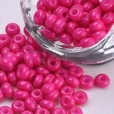 Baking Paint 6/0 Glass Seed Beads SEED-Q025-4mm-M19-1