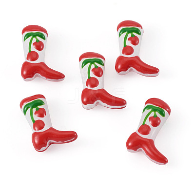 5Pcs Boot Baking Paint Glass Enamel  Beads LAMP-TADJ0001-08H-1