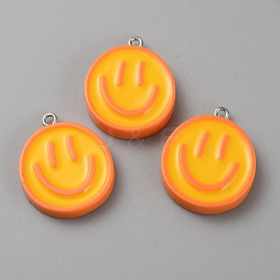 Opaque Resin Enamel Pendants RESI-WH0036-20C-1