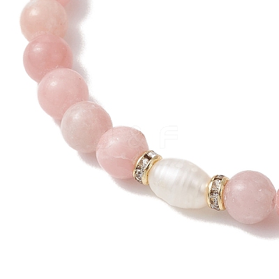3Pcs Natural Pink Opal & Rhodochrosite & Rose Quartz Round Beads Stretch Bracelets for Women BJEW-JB13055-1