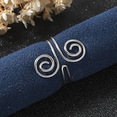 304 Stainless Steel Round Wrap Open Cuff Rings for Women Men RJEW-Z071-02A-P-1