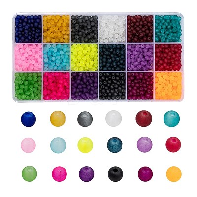 18 Colors Transparent Glass Beads FGLA-X0001-04A-4mm-1