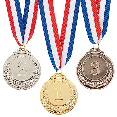 6Pcs 3 Colors Zinc Alloy Medals NJEW-GL0001-01-1