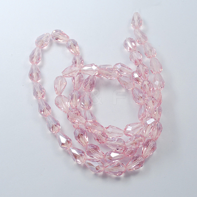 Electroplate Glass Beads Strands X-EGLA-R008-6x4mm-12-1