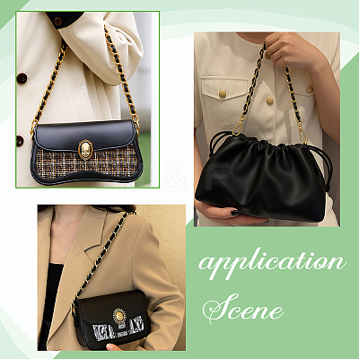 1Pc Black Imitation Leather Alloy Purse Chains FIND-AR0006-37-1