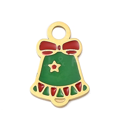 Christmas 304 Stainless Steel Enamel Charms LS-STAS-I356-02G-07-1