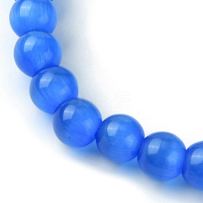 Cat Eye & Evil Eye Lampwork Beaded Stretch Bracelet BJEW-JB09803-1