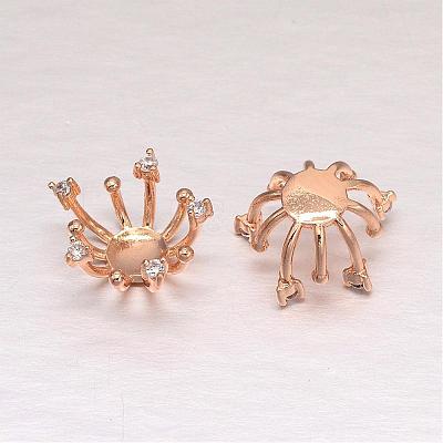 Rack Plating Brass Rhinestone Flower Cabochon Settings KK-L147-201-1