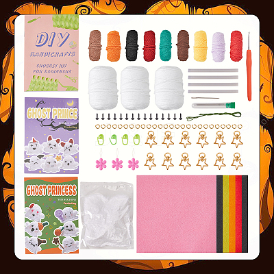 1 Set Halloween Theme DIY Ghost Knitting Kits for Beginners DIY-SC0026-51-1
