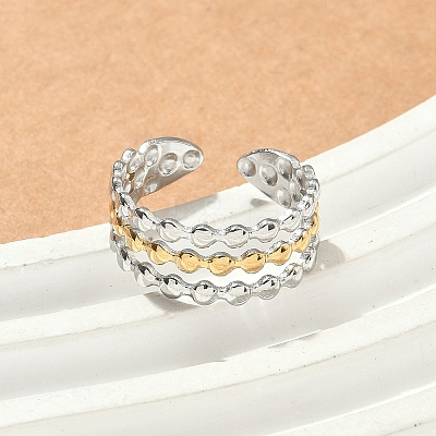 304 Stainless Steel Double Color Cuff Rings RJEW-S635-01GP-F-1