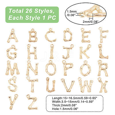 26Pcs 26 Style Brass Pendants KK-PH0004-89-1