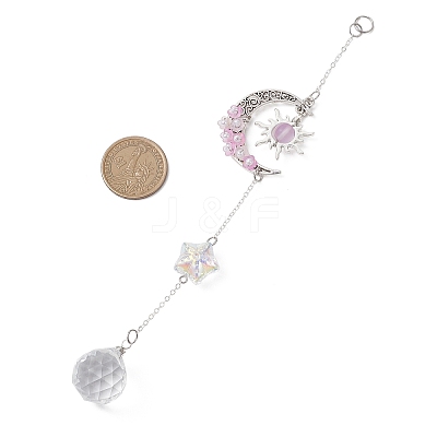 Glass & Acrylic Round Hanging Suncatchers HJEW-JM04646-1
