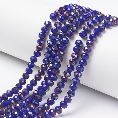 Electroplate Opaque Glass Beads Strands LS-EGLA-A034-P8mm-F14-1