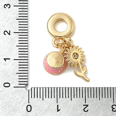 Brass Micro Pave Clear Cubic Zirconia European Dangle Charms KK-C137-11G-1