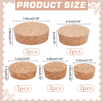 10Pcs 5 Styles Cork Bottle Stoppers AJEW-NB0006-07-1