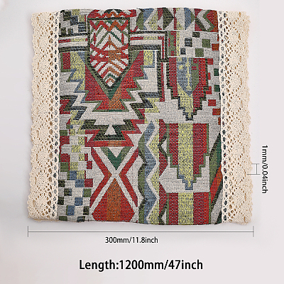 Geometric Pattern Burlap Table Runner AJEW-WH0258-754-1