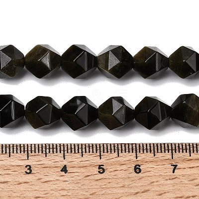 Natural Golden Sheen Obsidian Beads Strands G-Z119-A10-03-1