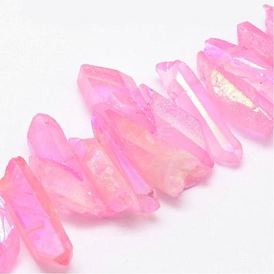 Electroplated Natural Quartz Crystal Bead Strands G-G896-03-1