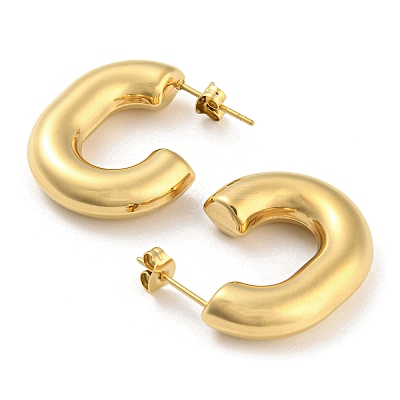 Ion Plating(IP) 304 Stainless Steel Oval Stud Earrings EJEW-E288-07G-1