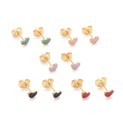 304 Stainless Steel Enamel Stud Earrings EJEW-B009-13G-1