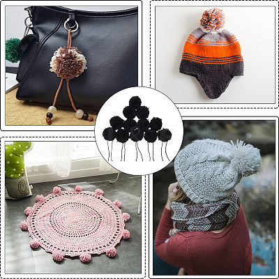 12Pcs DIY Craft Polyester Pom Pom Ball AJEW-CY0002-95A-1