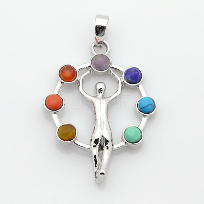 Platinum Plated Alloy Gemstone Pendants G-J179-01P-1