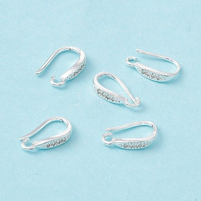 Brass Micro Pave Clear Cubic Zirconia Ear Hooks ZIRC-P100-05S-1