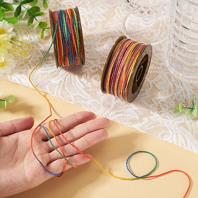 2 Rolls 2 Colors Segment Dyed Round Polyester Twisted Cords OCOR-TA0003-59E-1