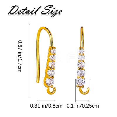 20Pcs Brass Micro Pave Clear Cubic Zirconia Earring Hooks ZIRC-SZ0005-08-1