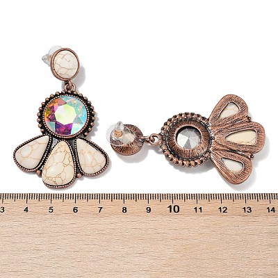 Alloy Synthetic Turquoise Dangle Stud Earrings EJEW-U053-04A-R-1