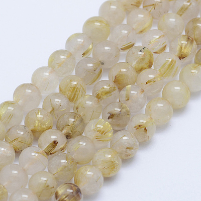 Natural Gold Rutilated Quartz Beads Strands G-P336-20-6mm-1
