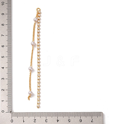 Brass Micro Pave Clear Cubic Zirconia & ABS Plastic Pearl Big Pendants KK-G510-05G-1