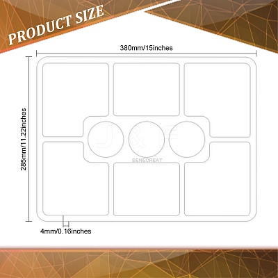 Rectangle 9 Pocket Acrylic Tray Router Templates for Woodworking FIND-WH0420-59-1