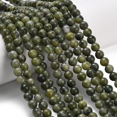 Natural Chinese Jade/Southern Jade Beads Strands G-P626-6mm-01-1