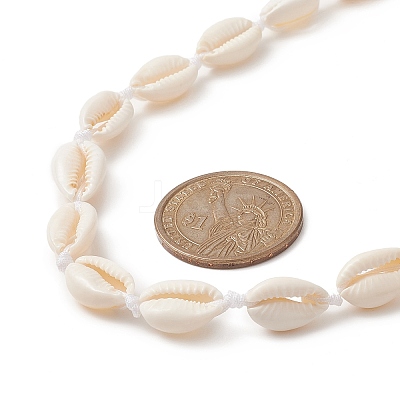 Natural Cowrie Shell & Synthetic Turquoise Braided Beaded Necklace for Women NJEW-JN04253-01-1