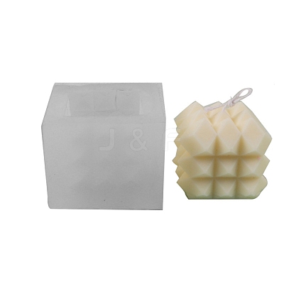 Cuboid DIY Candle Food Grade Silicone Molds with Diamond Shape Ball DIY-B034-12-1