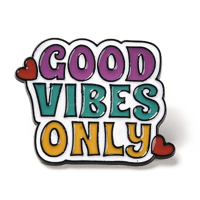 Inspiring Word Good Vibes Only Enamel Pins JEWB-Z014-05A-EB-1