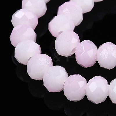 Two-Tone Imitation Jade Glass Beads Strands GLAA-T033-01B-07-1