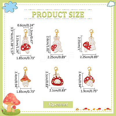 Mushroom & Rabbit Pendant Stitch Markers HJEW-AB00527-1