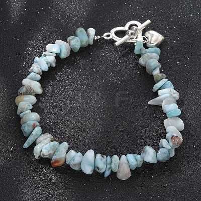 Natural Larimar Beaded Bracelets X-BJEW-JB02681-01-1