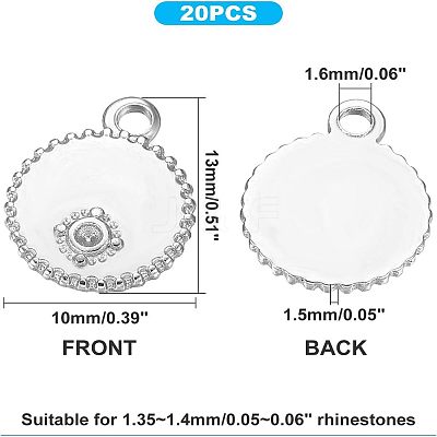 304 Stainless Steel Pendant Rhinestone Settings STAS-UN0007-21P-1