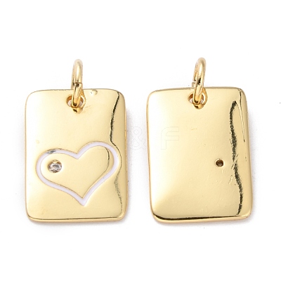 Brass Enamel Cubic Zirconia Pendants ZIRC-O044-11B-G-1