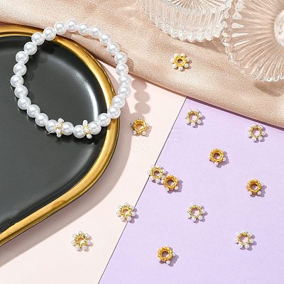 15Pcs 3 Styles Rack Plating Flower Brass Beads KK-CJ0002-66-1