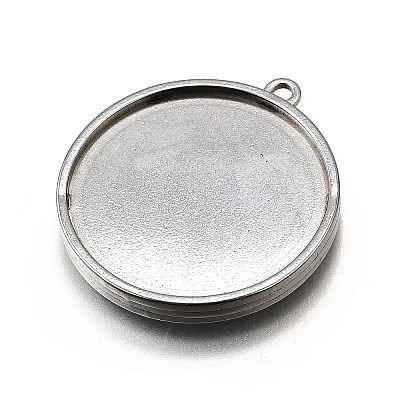 304 Stainless Steel Pendant Cabochon Settings STAS-S181-02P-B-1