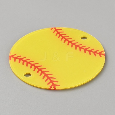 Acrylic Sport Ball Connector Charms MACR-WH0007-160A-1
