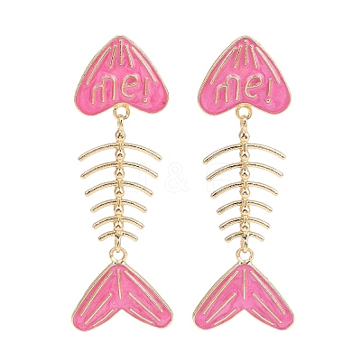 Alloy Enamel Dangle Stud Earrings EJEW-Z140-01G-1