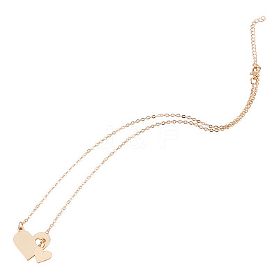 1Pc 302 Stainless Steel Heart Puzzle Pendant Cable Chain Lariat Y Necklaces for Women NJEW-TADJ0001-01KCG-1