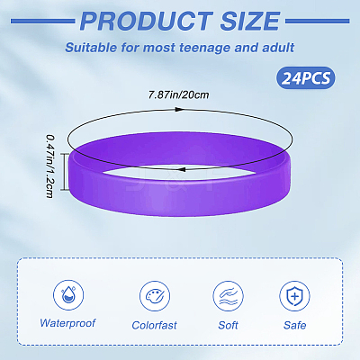 24Pcs Word Silicone Cord Bracelet Wristband BJEW-CN0001-21-1